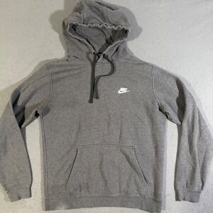 Vintage Nike Men's Gray Pullover Club Club Fleece Hoodie Sweatshirt Size Medium‎